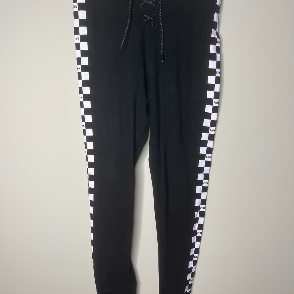 PINK Victoria's Secret Black and White Checkered Jogger Sweatpants
